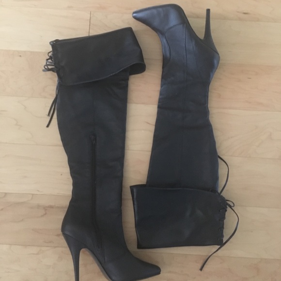 genuine leather thigh high boots